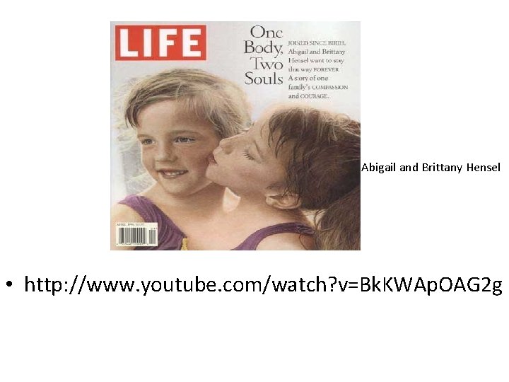 Abigail and Brittany Hensel • http: //www. youtube. com/watch? v=Bk. KWAp. OAG 2 g Abigail and Brittany Hensel • http: //www. youtube. com/watch? v=Bk. KWAp. OAG 2 g