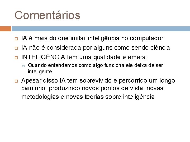 Comentários IA é mais do que imitar inteligência no computador IA não é considerada