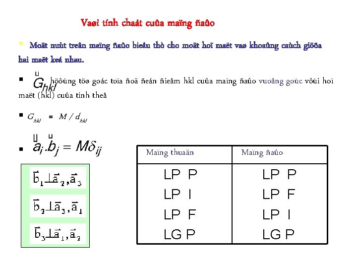 Vaøi tính chaát cuûa maïng ñaûo § Moät nuùt treân maïng ñaûo bieåu thò