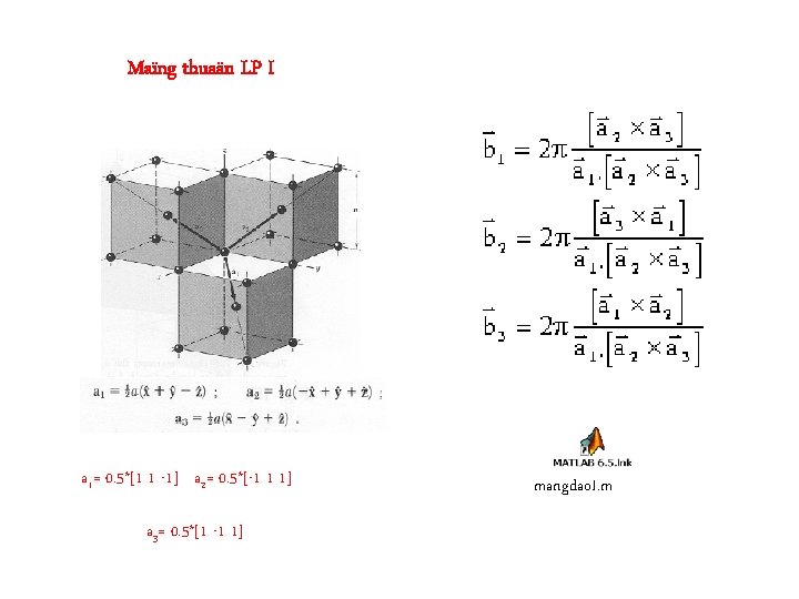 Maïng thuaän LP I a 1= 0. 5*[1 1 -1] a 2= 0. 5*[-1