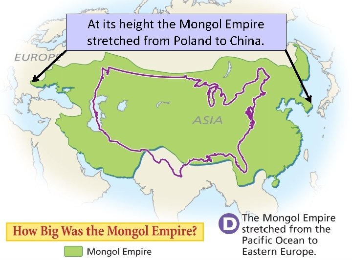 At its height the Mongol Empire stretched from Poland to China. 
