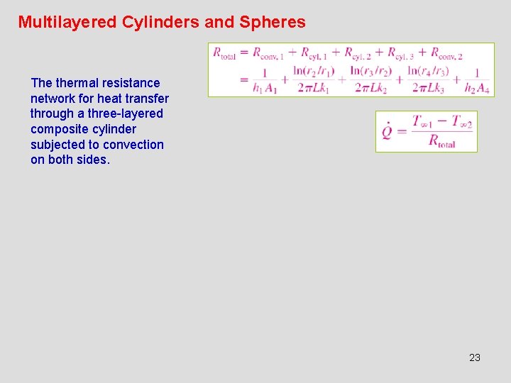 Multilayered Cylinders and Spheres The thermal resistance network for heat transfer through a three-layered