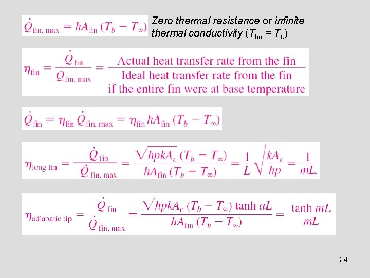 Zero thermal resistance or infinite thermal conductivity (Tfin = Tb) 34 