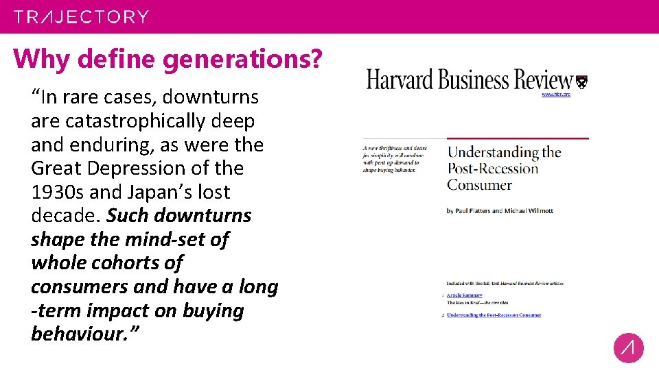 Why define generations? “In rare cases, downturns are catastrophically deep and enduring, as were
