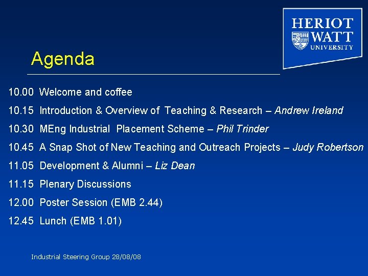 Agenda 10. 00 Welcome and coffee 10. 15 Introduction & Overview of Teaching &