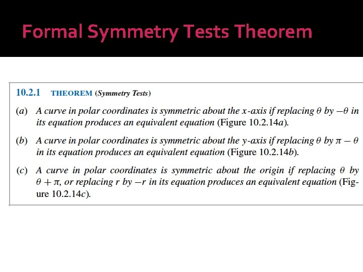 Formal Symmetry Tests Theorem 