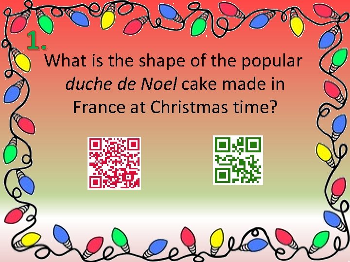 1. What is the shape of the popular duche de Noel cake made in