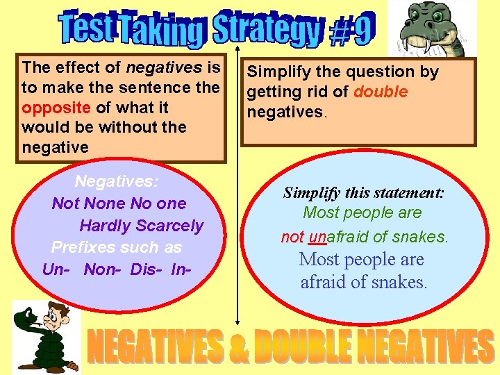 The effect of negatives is to make the sentence the opposite of what it