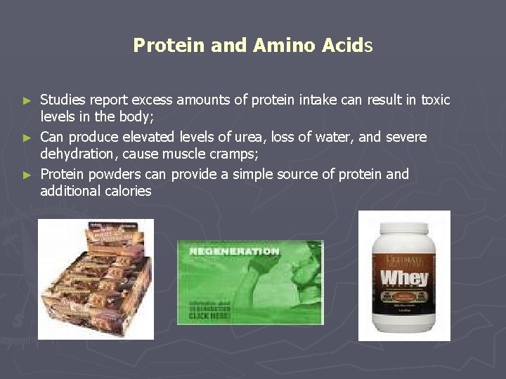 Protein and Amino Acids Studies report excess amounts of protein intake can result in