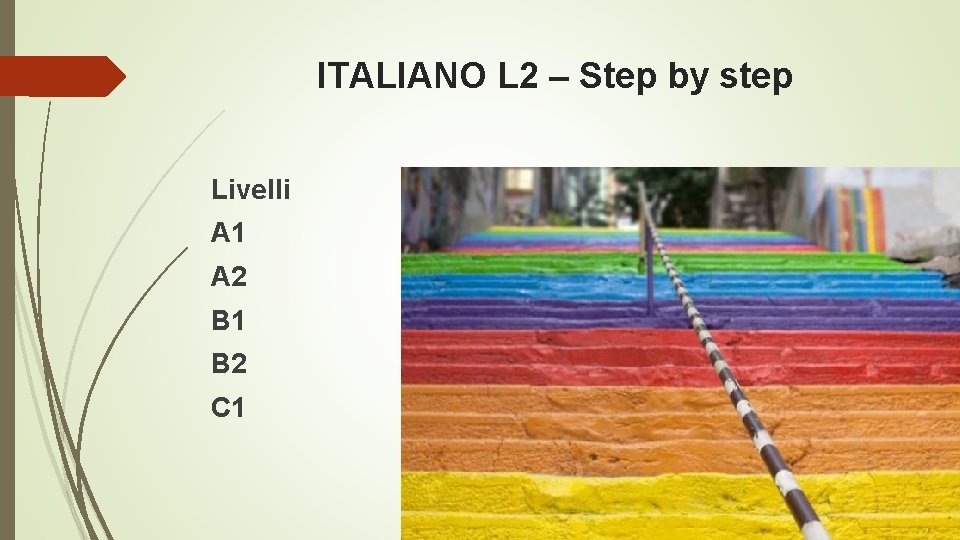ITALIANO L 2 – Step by step Livelli A 1 A 2 B 1 ITALIANO L 2 – Step by step Livelli A 1 A 2 B 1