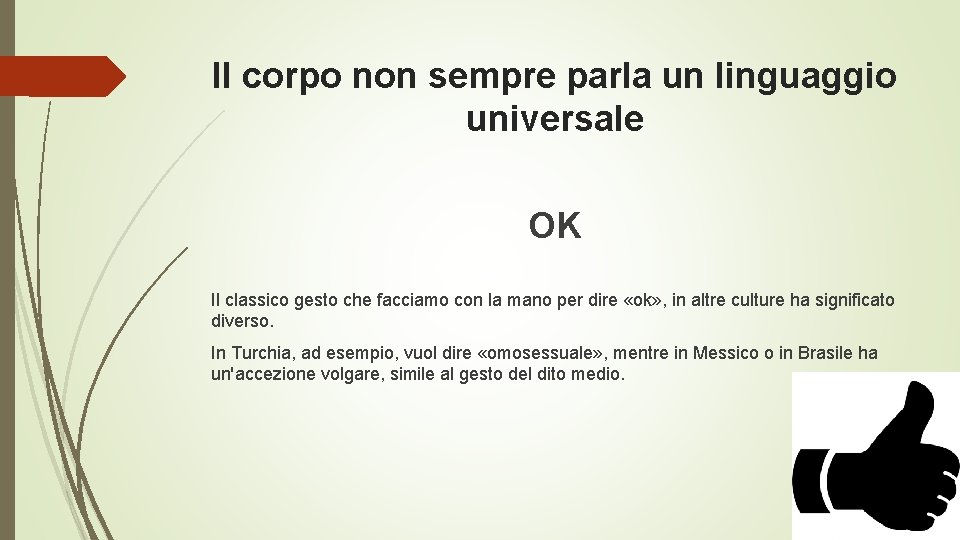 Il corpo non sempre parla un linguaggio universale OK Il classico gesto che facciamo Il corpo non sempre parla un linguaggio universale OK Il classico gesto che facciamo