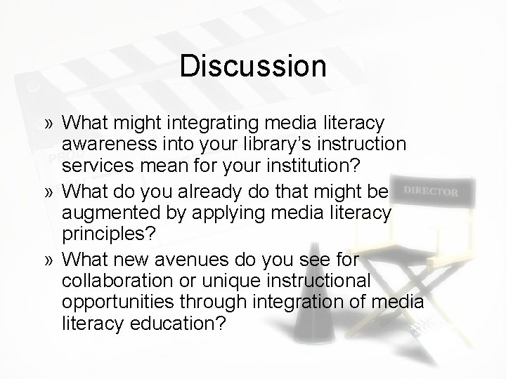 Discussion » What might integrating media literacy awareness into your library’s instruction services mean