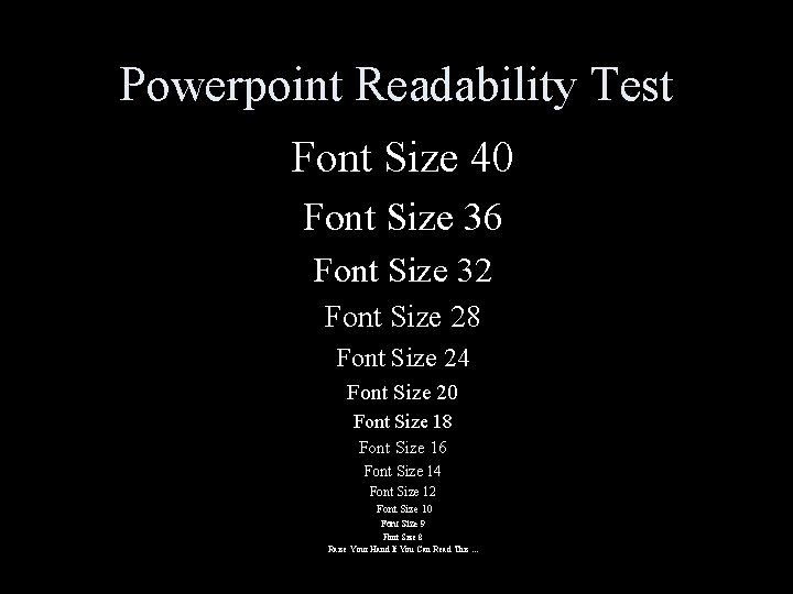 Powerpoint Readability Test Font Size 40 Font Size 36 Font Size 32 Font Size