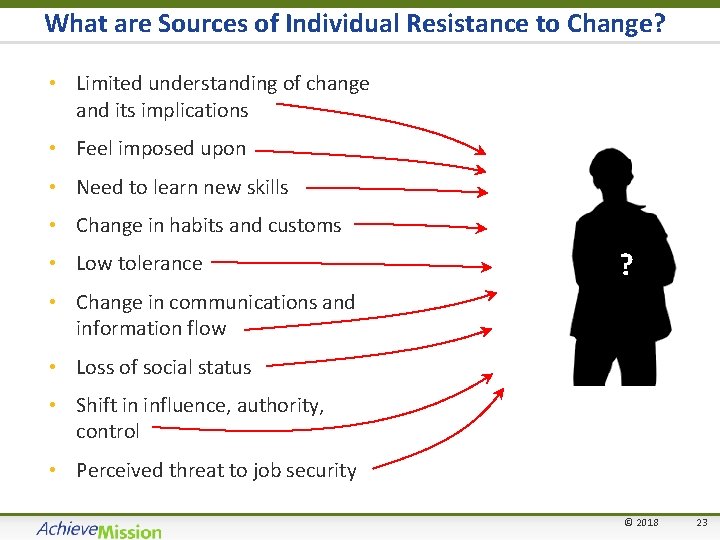 What are Sources of Individual Resistance to Change? • Limited understanding of change and