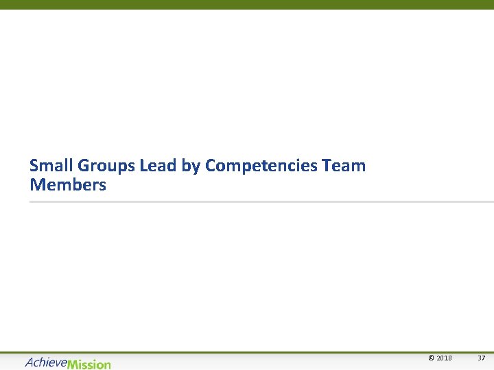 Small Groups Lead by Competencies Team Members © 2018 37 37 