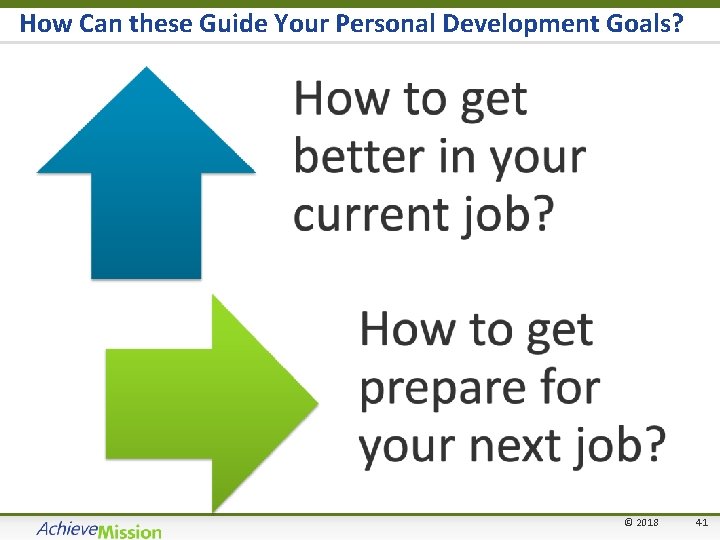 How Can these Guide Your Personal Development Goals? © 2018 41 41 