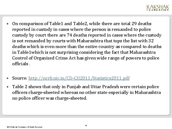 § On comparison of Table 1 and Table 2, while there are total 29