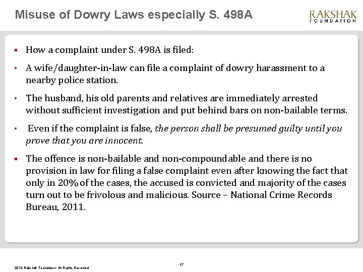 Misuse of Dowry Laws especially S. 498 A § How a complaint under S.