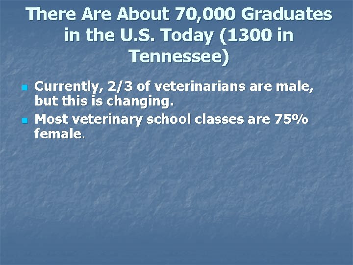 There About 70, 000 Graduates in the U. S. Today (1300 in Tennessee) n