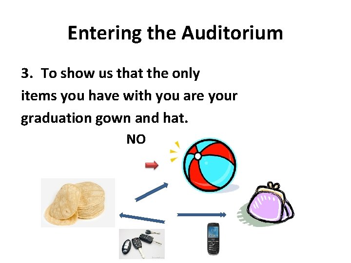 Entering the Auditorium 3. To show us that the only items you have with