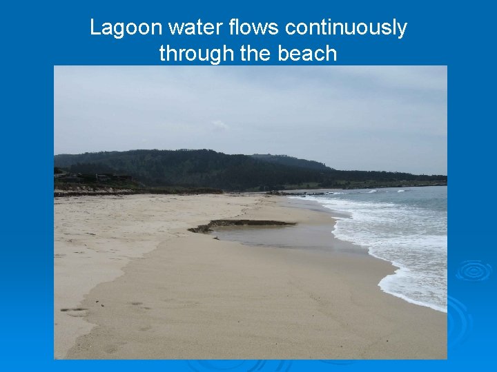 Lagoon water flows continuously through the beach 