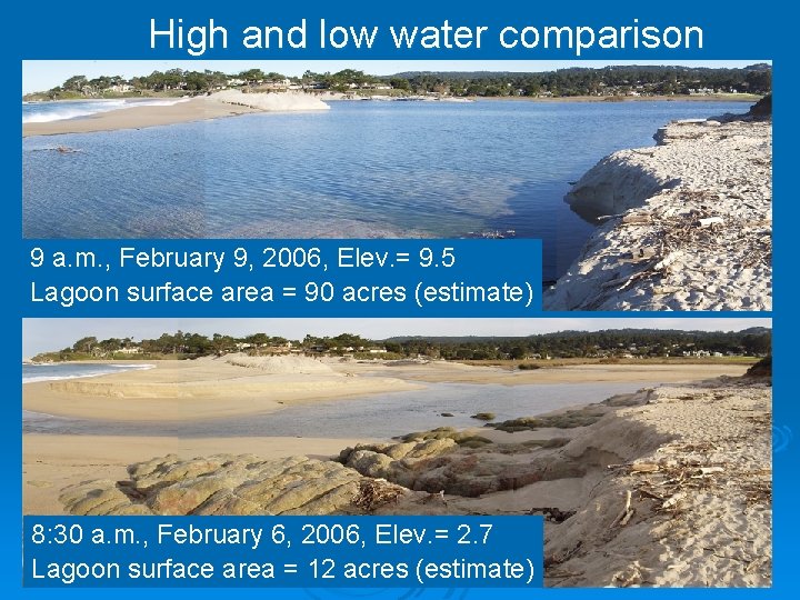 High and low water comparison 9 a. m. , February 9, 2006, Elev. =