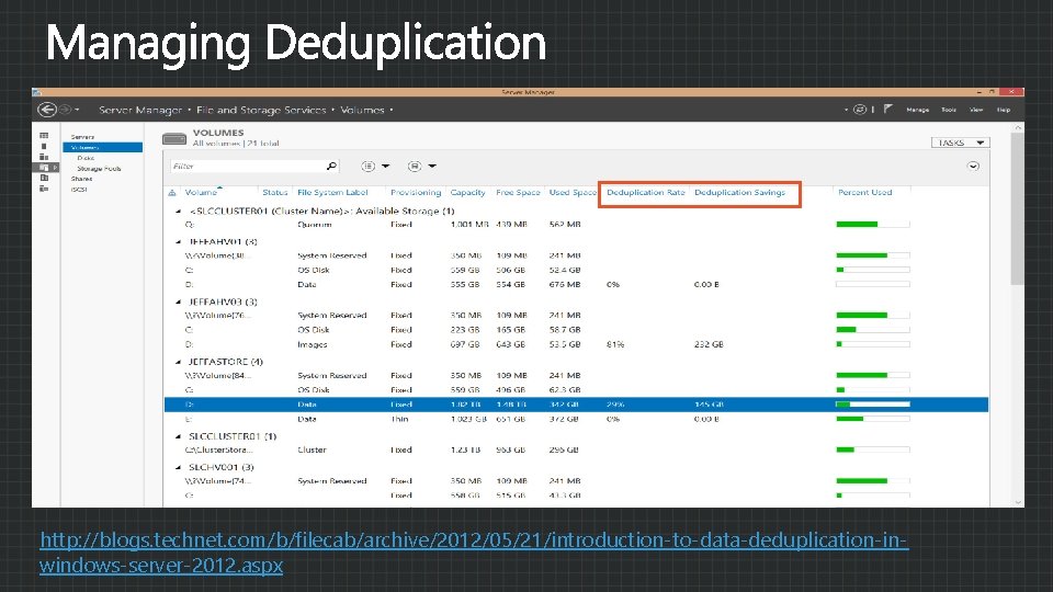 http: //blogs. technet. com/b/filecab/archive/2012/05/21/introduction-to-data-deduplication-inwindows-server-2012. aspx 