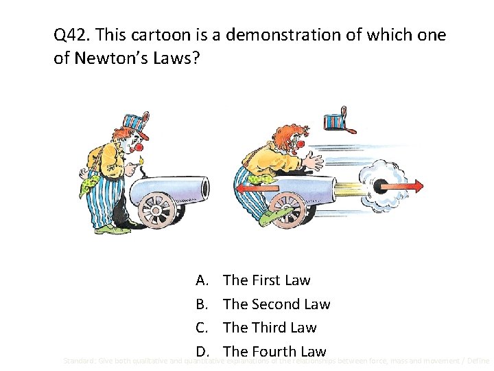 Q 42. This cartoon is a demonstration of which one of Newton’s Laws? A.