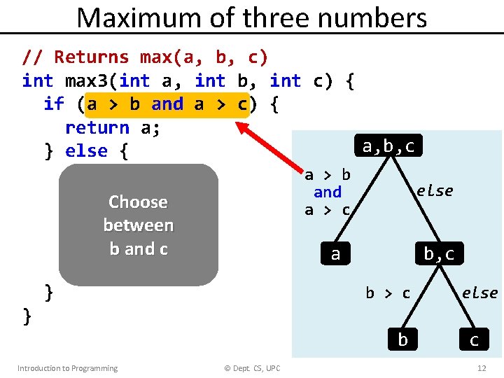 Maximum of three numbers // Returns max(a, b, c) int max 3(int a, int