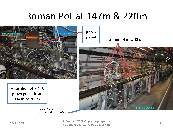 Roman Pot at 147 m & 220 m patch panel Position of new RPs