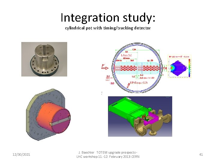 Integration study: cylindrical pot with timing/tracking detector 12/30/2021 J. Baechler TOTEM upgrade prospects LHC