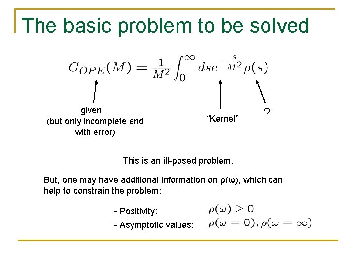 The basic problem to be solved given (but only incomplete and with error) “Kernel”