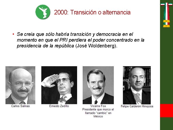 2000: Transición o alternancia • Se creía que sólo habría transición y democracia en