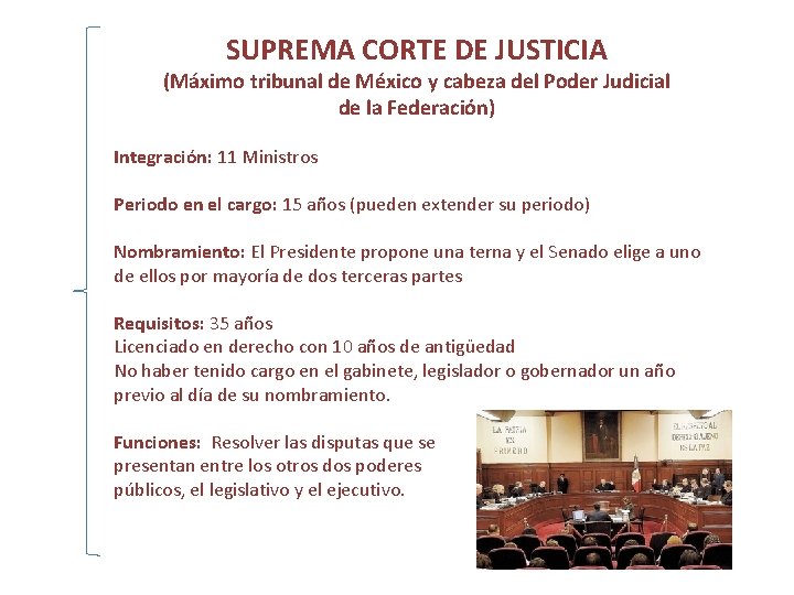 SUPREMA CORTE DE JUSTICIA (Máximo tribunal de México y cabeza del Poder Judicial de