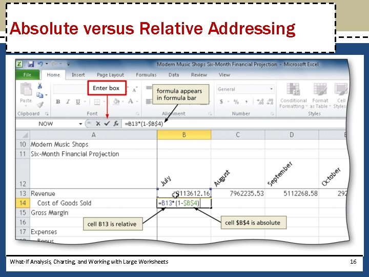 Absolute versus Relative Addressing What-If Analysis, Charting, and Working with Large Worksheets 16 