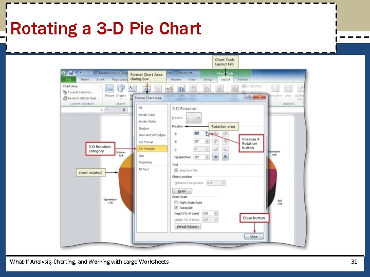 Rotating a 3 -D Pie Chart What-If Analysis, Charting, and Working with Large Worksheets