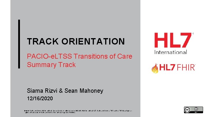 TRACK ORIENTATION PACIOe LTSS Transitions of Care Summary
