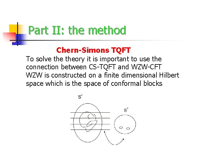 Part II: the method Chern-Simons TQFT To solve theory it is important to use