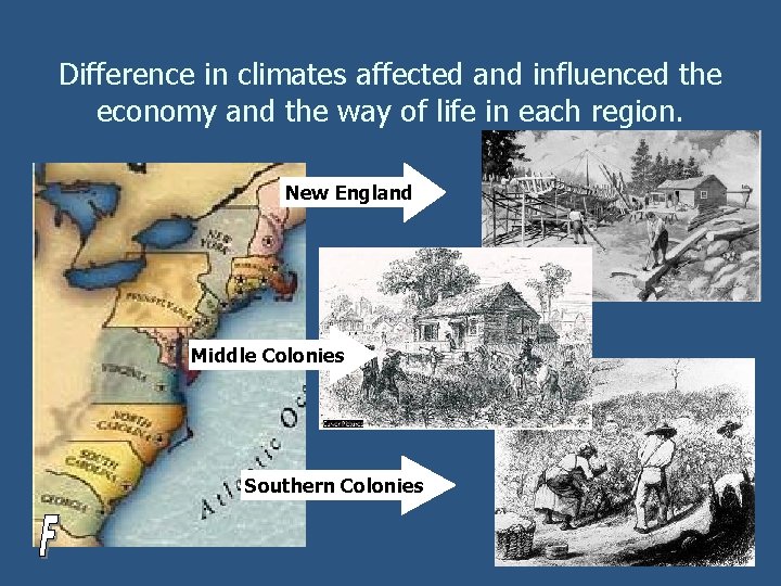 Difference in climates affected and influenced the economy and the way of life in