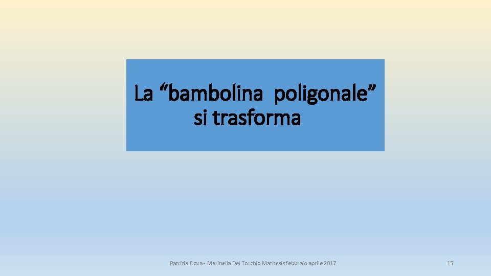 La “bambolina poligonale” si trasforma Patrizia Dova - Marinella Del Torchio Mathesis febbraio aprile La “bambolina poligonale” si trasforma Patrizia Dova - Marinella Del Torchio Mathesis febbraio aprile