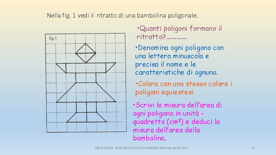 Nella fig. 1 vedi il ritratto di una bambolina poligonale. • Quanti poligoni formano Nella fig. 1 vedi il ritratto di una bambolina poligonale. • Quanti poligoni formano
