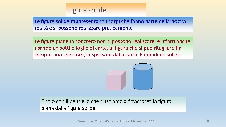 Figure solide Le figure solide rappresentano i corpi che fanno parte della nostra realtà Figure solide Le figure solide rappresentano i corpi che fanno parte della nostra realtà