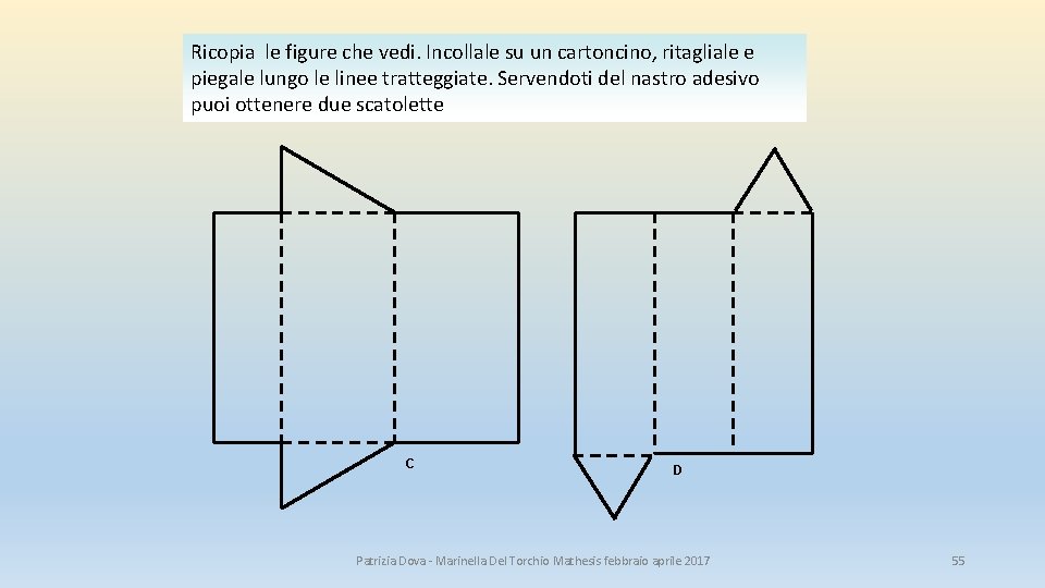 Ricopia le figure che vedi. Incollale su un cartoncino, ritagliale e piegale lungo le Ricopia le figure che vedi. Incollale su un cartoncino, ritagliale e piegale lungo le