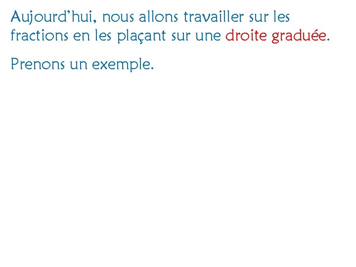 Aujourd’hui, nous allons travailler sur les fractions en les plaçant sur une droite graduée.