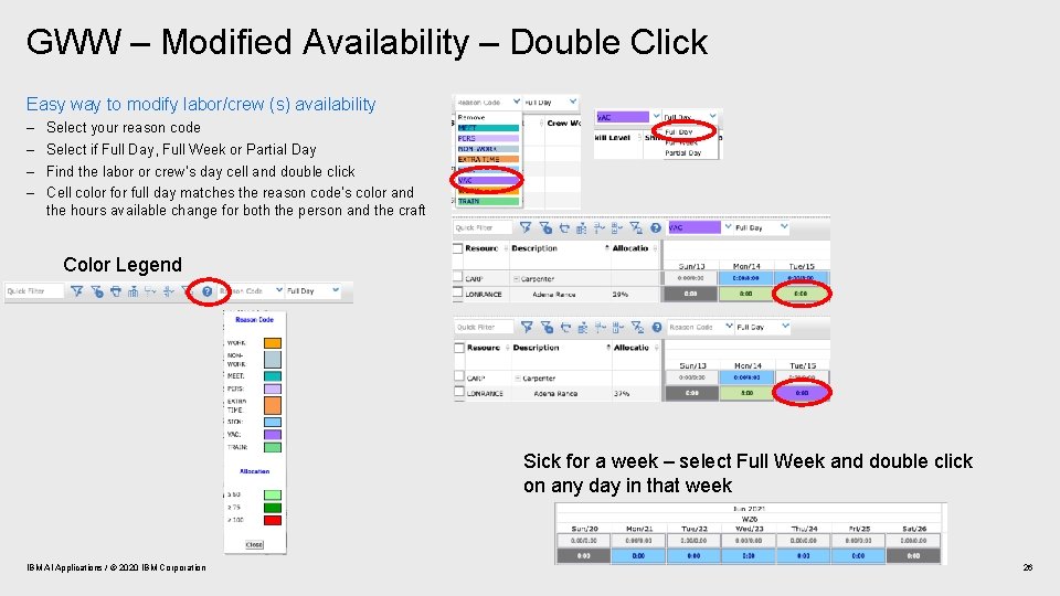 GWW – Modified Availability – Double Click Easy way to modify labor/crew (s) availability