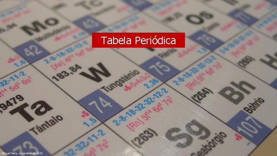 Tabela Periódica Miguel Neta, novembro de 2020 