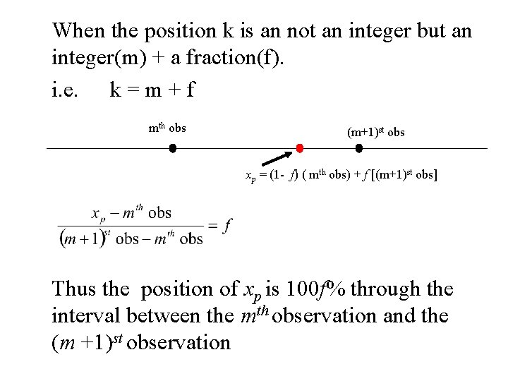 When the position k is an not an integer but an integer(m) + a