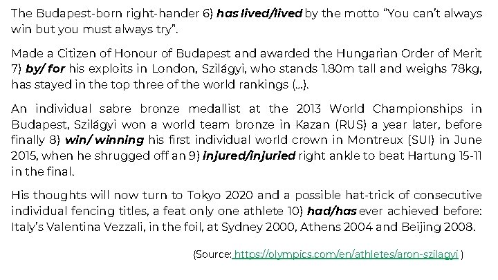 The Budapest-born right-hander 6) has lived/lived by the motto “You can’t always win but