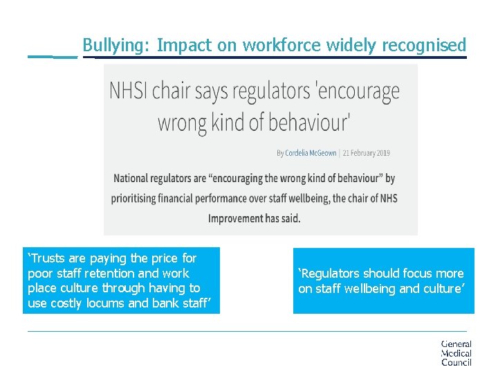 Bullying: Impact on workforce widely recognised ‘Trusts are paying the price for poor staff