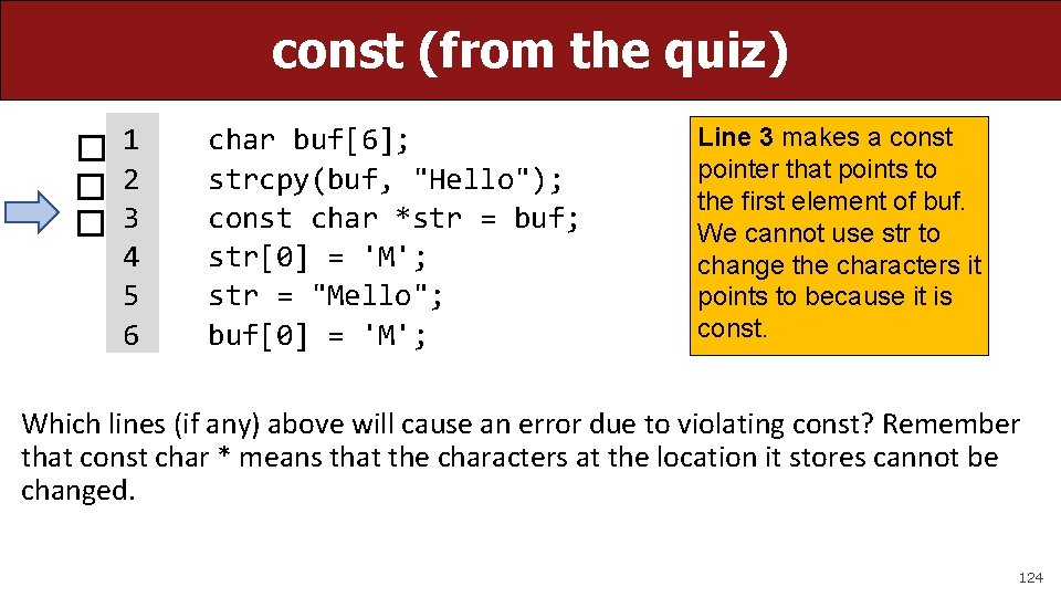 const (from the quiz) � 1 � 2 � 3 4 5 6 char